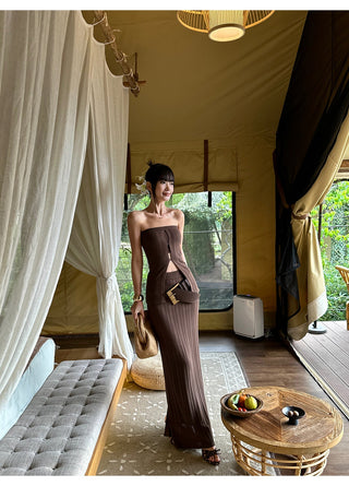 brown knit set