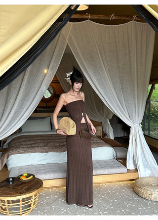 brown knit set