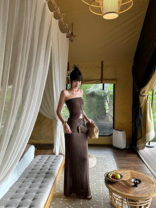 brown knit set