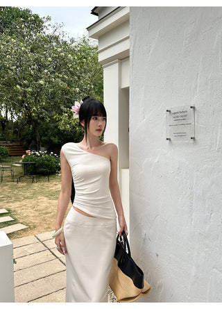 apricot pleated Top