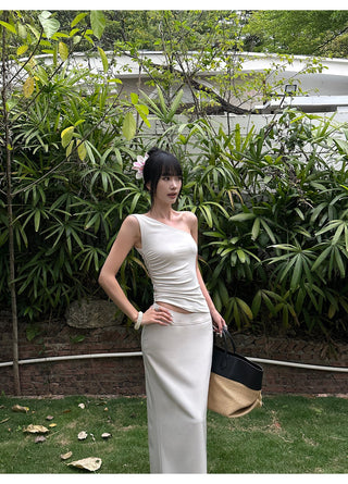 apricot pleated Top
