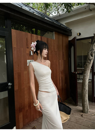apricot pleated Top