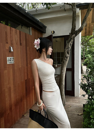 apricot pleated Top