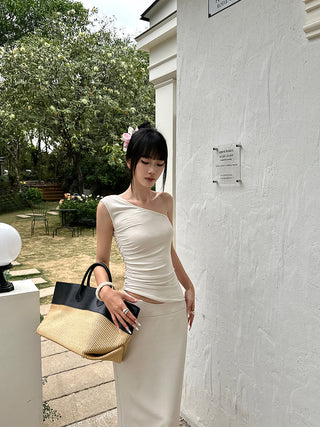 apricot pleated Top