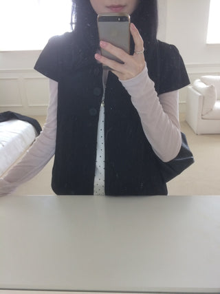 Cap Sleeve Short Sleeve Cutout Shirred Button Collar Jacket