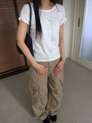 Randy Beige Pocket Cargo Wide Pants