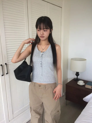 Randy Beige Pocket Cargo Wide Pants