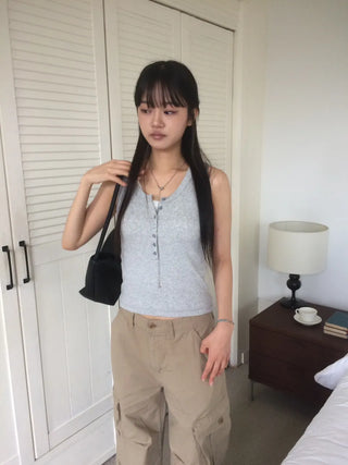 Randy Beige Pocket Cargo Wide Pants