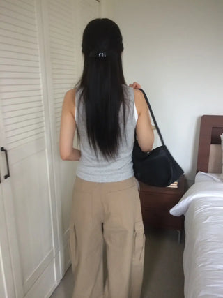 Randy Beige Pocket Cargo Wide Pants