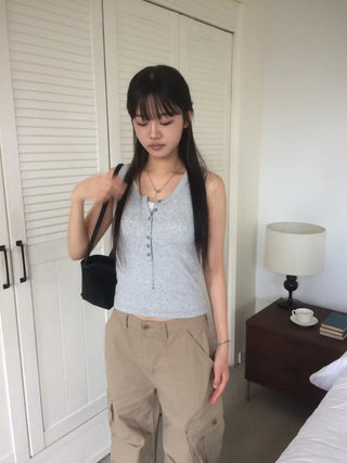 Randy Beige Pocket Cargo Wide Pants