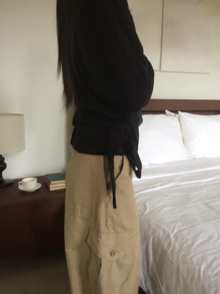 Randy Beige Pocket Cargo Wide Pants