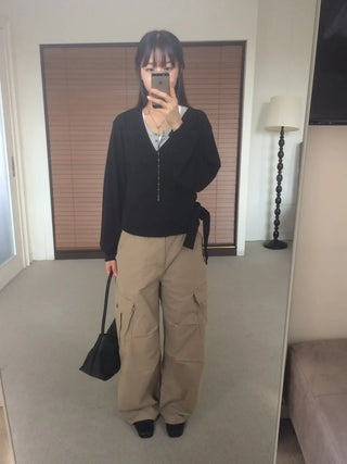 Randy Beige Pocket Cargo Wide Pants