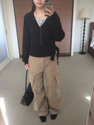 Randy Beige Pocket Cargo Wide Pants