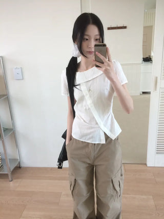 Randy Beige Pocket Cargo Wide Pants