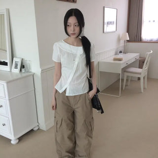 Randy Beige Pocket Cargo Wide Pants