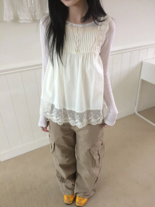 Randy Beige Pocket Cargo Wide Pants