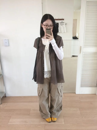 Randy Beige Pocket Cargo Wide Pants