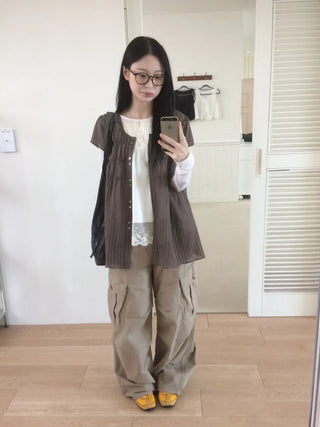 Randy Beige Pocket Cargo Wide Pants