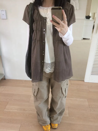 Randy Beige Pocket Cargo Wide Pants