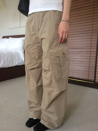 Randy Beige Pocket Cargo Wide Pants