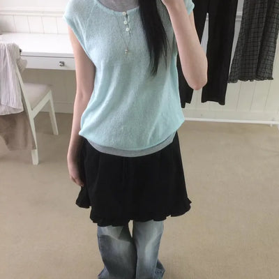 Lovely Button Vintage Strap Knit Vest