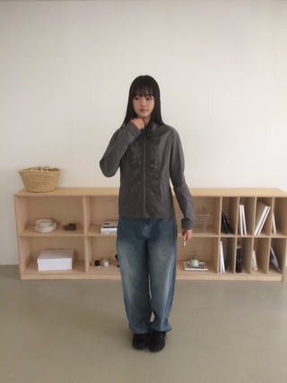 Shirred Vintage Biker Pocket Windbreaker Jacket