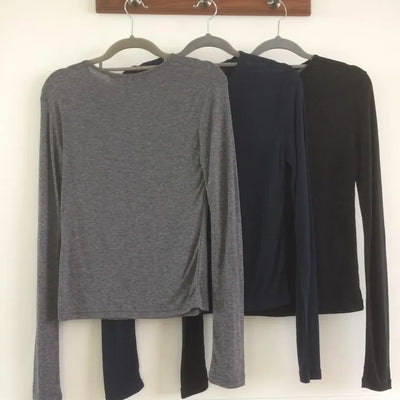 Daily Round Wool Tencel Semi-See-Through Long Sleeve T-Shirt