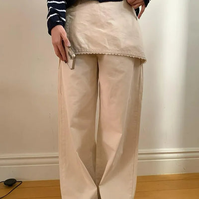 Lace Wrap Skirt Wide Pants