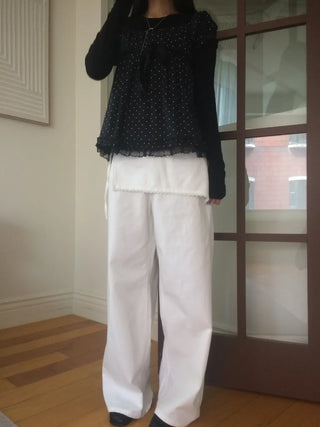 Lace Wrap Skirt Wide Pants