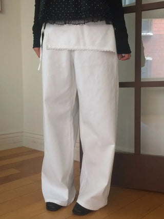 Lace Wrap Skirt Wide Pants
