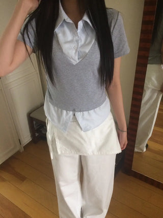 Lace Wrap Skirt Wide Pants