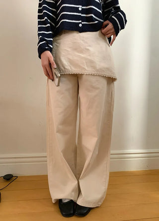 Lace Wrap Skirt Wide Pants