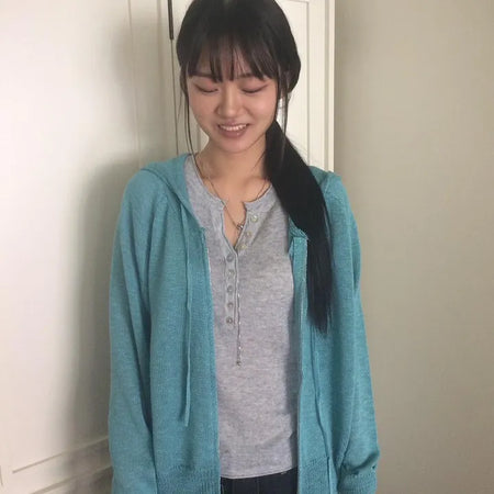 Color Two-Way Delicate Summer Zip-Up Hoodie