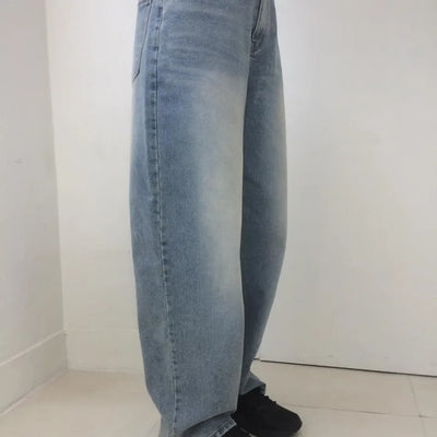 Light Blue Daily Grayish Semi-Wide Denim