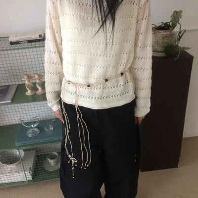 Vintage Mesh Punching Layered Belt Set Knit