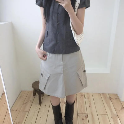 Belt Set-up Pocket Midi Cut Skirt