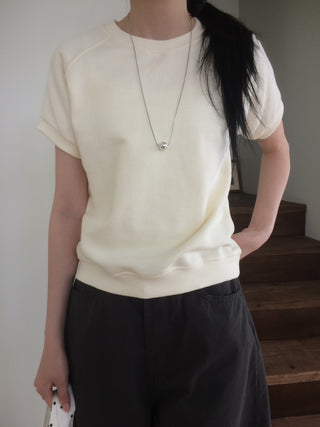 Semi-Crop Raglan Colored Daily Short Sleeve Sweatshirt