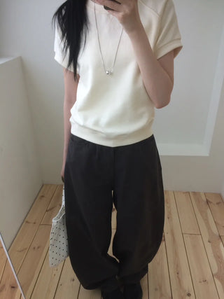 Semi-Crop Raglan Colored Daily Short Sleeve Sweatshirt