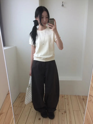 Semi-Crop Raglan Colored Daily Short Sleeve Sweatshirt