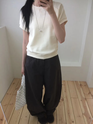 Semi-Crop Raglan Colored Daily Short Sleeve Sweatshirt