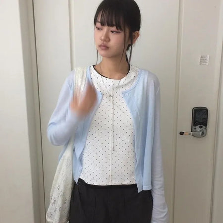 Daily Plain Round Summer Button Cardigan