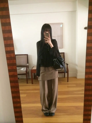 Ribbon Chiffon Girls Long Sleeve Blouse