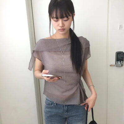 Off-side Button Delicate Fit Blouse