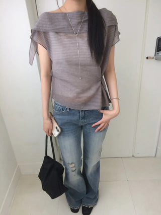 Off-side Button Delicate Fit Blouse
