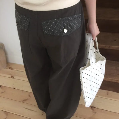 Dot Point Tab Color Block Wide Pants