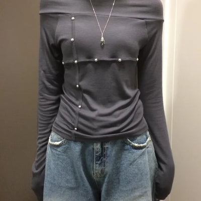 Studded Cross Cut-off Soft T-shirt
