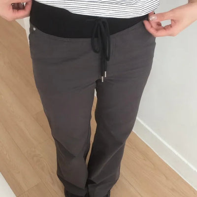Contrast Rivet Bootcut Ribbed Pants
