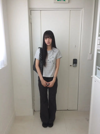Contrast Rivet Bootcut Ribbed Pants
