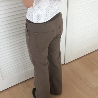 Contrast Rivet Bootcut Ribbed Pants