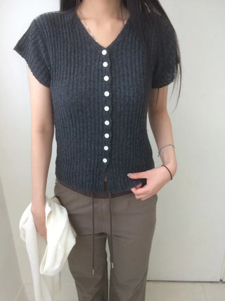 Contrast Rivet Bootcut Ribbed Pants